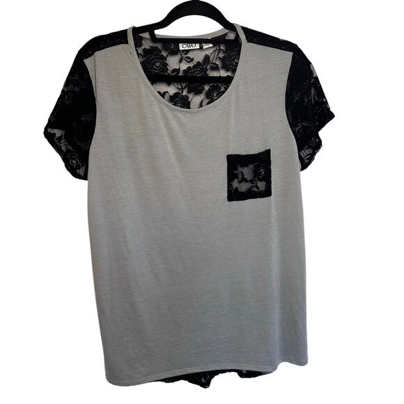 Womans Cato grey and black floral sheer lace back tshirt size XL - Picture 1 of 6